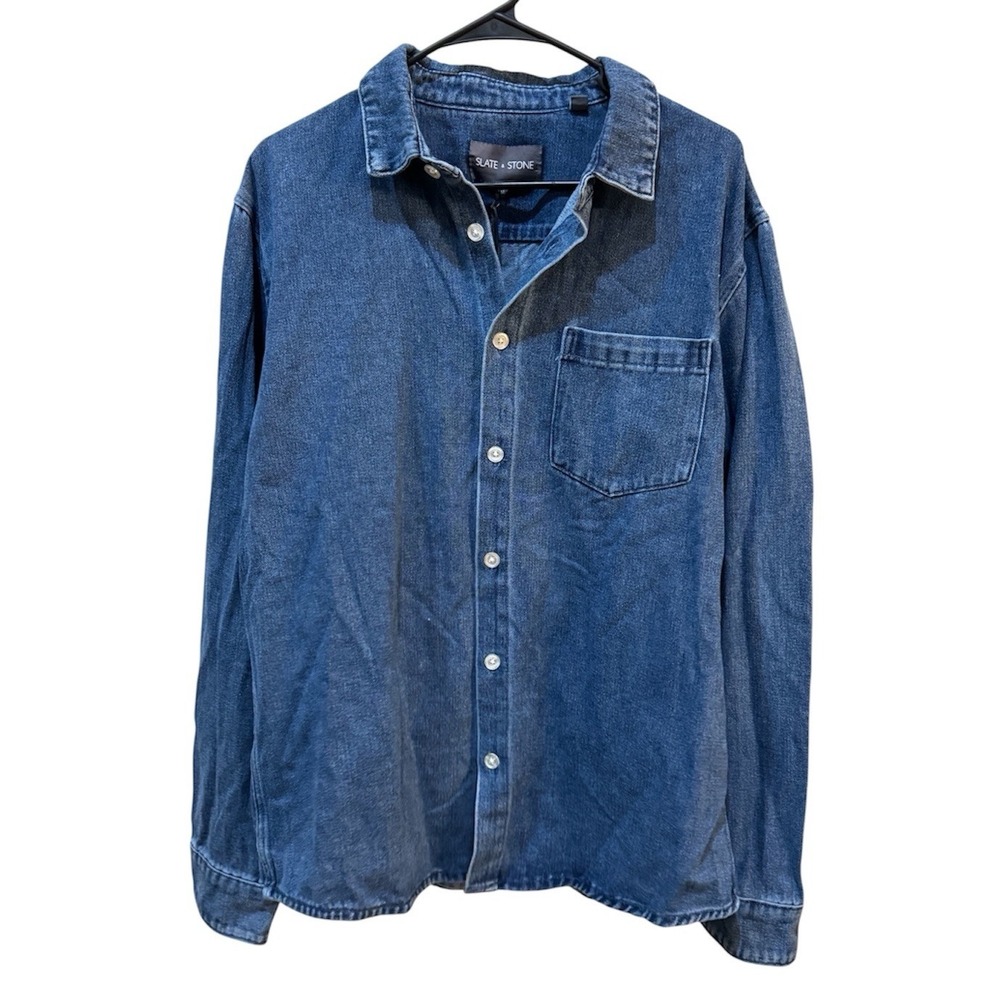 Slate & Stone Men's NWT Denim Button Down Shirt Blue Long Sleeve Size Medium